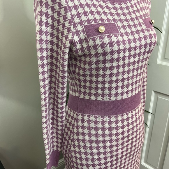 SHEIN Houndstooth Sweater Dress Purple Women Size Small - Picture 4 of 7